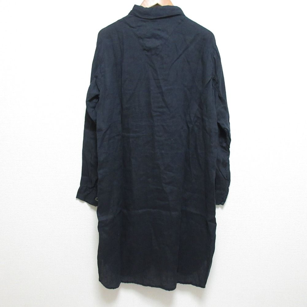 未使用 HARROW TOWN STORES ハロータウンストアーズ LINEN OVERDYE WORK BUTTON LONG SHIRT 長袖 ロングシャツ サイズ44 ネイビー レディース 古着 中古 未使用 HARROW TOWN STORES ハロータウンストアーズ LINEN