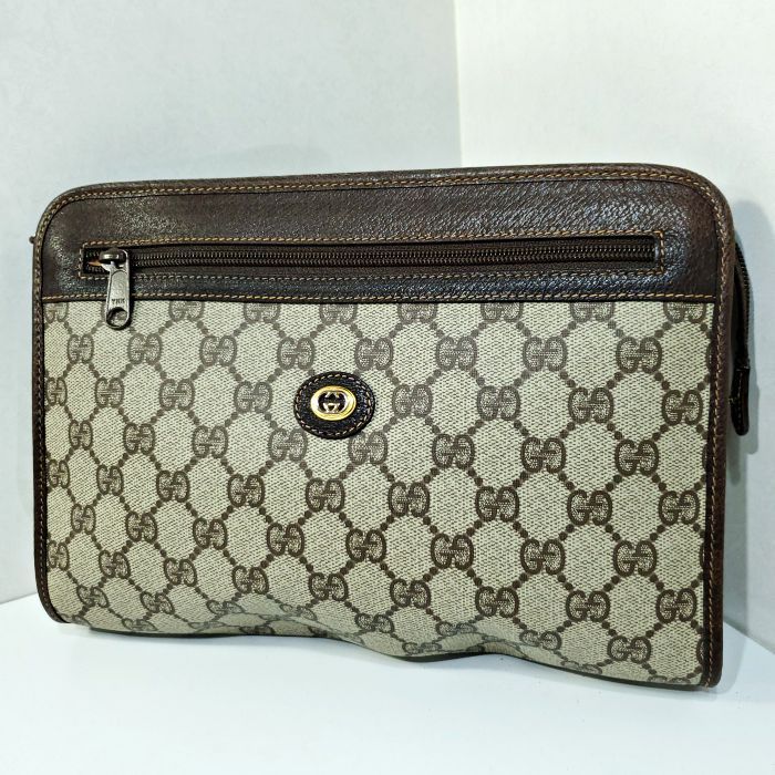 GUCCI オールドグッチ ビンテージ キャンバス GGスプリーム レザー 総柄 セカンドバッグ クラッチバッグ ポーチ 97.01.037 4852016e20250130