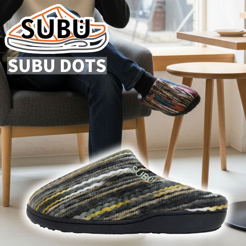 SUBU DOTS ドッツ Lサイズ28-29.5cm ビビットモザイク スブ 冬用サンダル ユニセックス 男女兼用 冬用のおしゃれで暖かいサンダル 起毛加工で暖かい 4層構造のクッションインソール 素足で気軽にお出かけできる