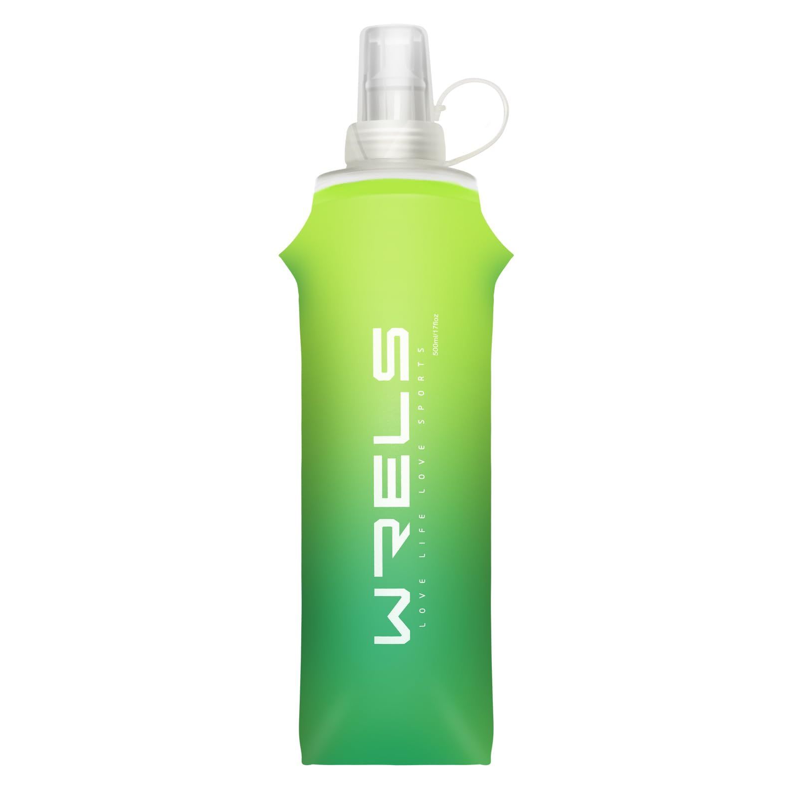 フラスク トレラン ランニング 水筒 ハイドレーション ボトル マラソン 登山 給水ボトル 250ml/500ml ソフトフラスク 折りたたみ水筒 水分補給 軽量 トレイル サイクル（緑色、500ml）
