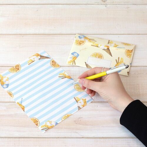 まとめ ラボクリップ レターセット ジェラートカフェ|レターセット イエロー 21B-GCLS01-YE ×15セット