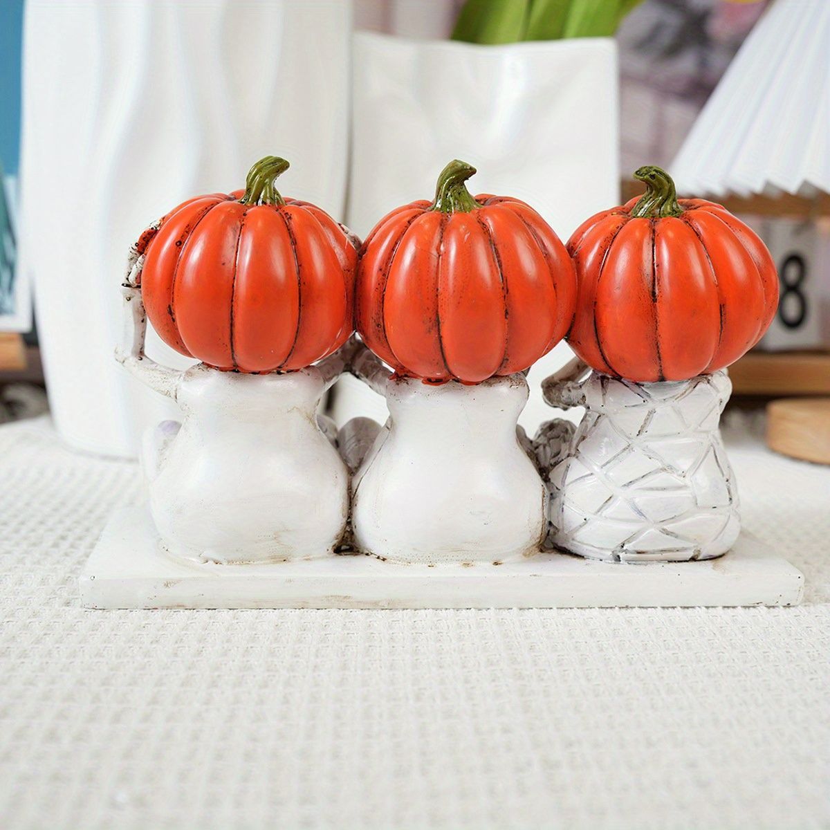 ハロウィン 置物 オブジェ ガーデンオーナメント 口 目 耳を隠している三人のかぼちゃ パンプキン 室内 屋外 インテリア 玄関 リビング ダイニング 装飾 庭 ガーデニング 装飾 ガーデン 樹脂 可愛い ギフト ハロウィングッズ ハロウィン装飾 イベント