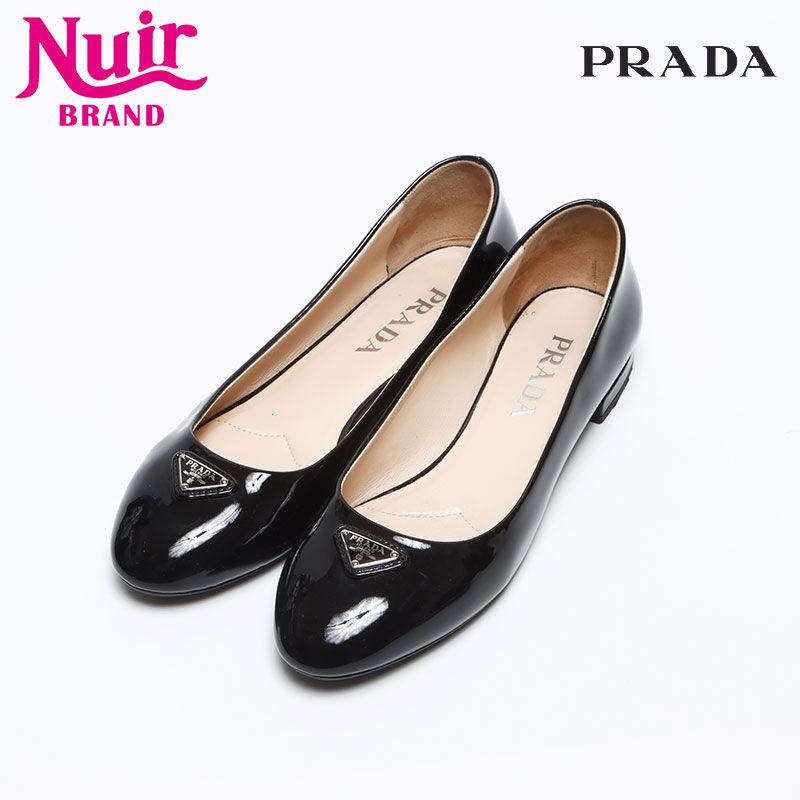 PRADA プラダ パンプス トライアングルロゴ パテントレザー フラットシューズ Size 36.5 23.5cm