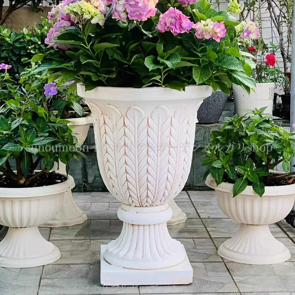 プランター 鉢植え 白 ガーデニング お洒落 石膏 ガーデン ローマ風 雑貨 ホワイト 排水穴付き 4-7 おしゃれ ガーデン雑貨 植木鉢 ヴィンテージ調 エレガント ガーデンインテリア インテリア 庭の装飾 STEELWINDOWSANDDOORS_COM
