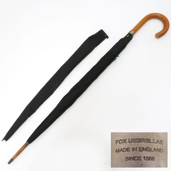 FOX UMBRELLAS 雨傘 長傘 ブラック メンズ 黒 フォックスアンブレラズ 送料込質屋-10295