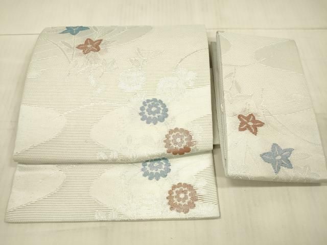 平和屋着物＊夏物 つけ帯 流水草花文 銀糸 DAAY8007cm