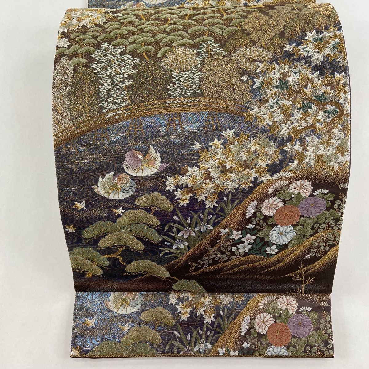 【海外 正規品】 鳳凰 漆 袋帯 椋鳥 着物・浴衣 NO-1106 花文 華柄 金糸 刺繍 着物・浴衣