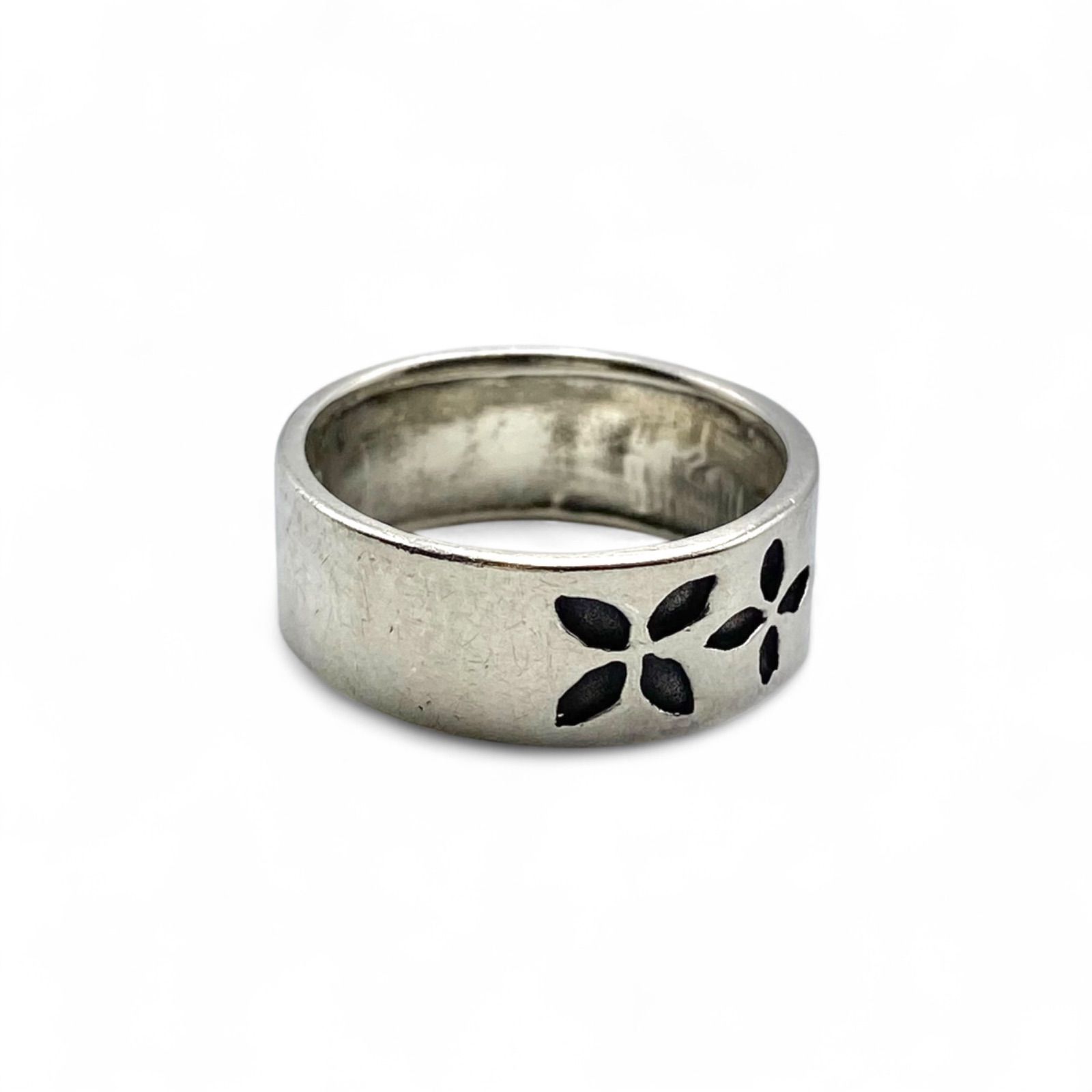 フラワーモチーフ】 スタンプワーク Silver 925 刻印 90s Vintage Ring 