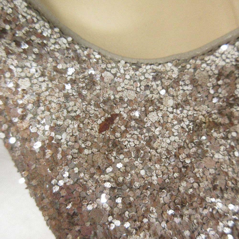  BOTTEGA VENETA ボッテガヴェネタ グリッター ポインテッドトゥ フラットパンプス サイズ38 約25 cm シルバーグレー レディース 古着 ハイヒール パンプス パンプス