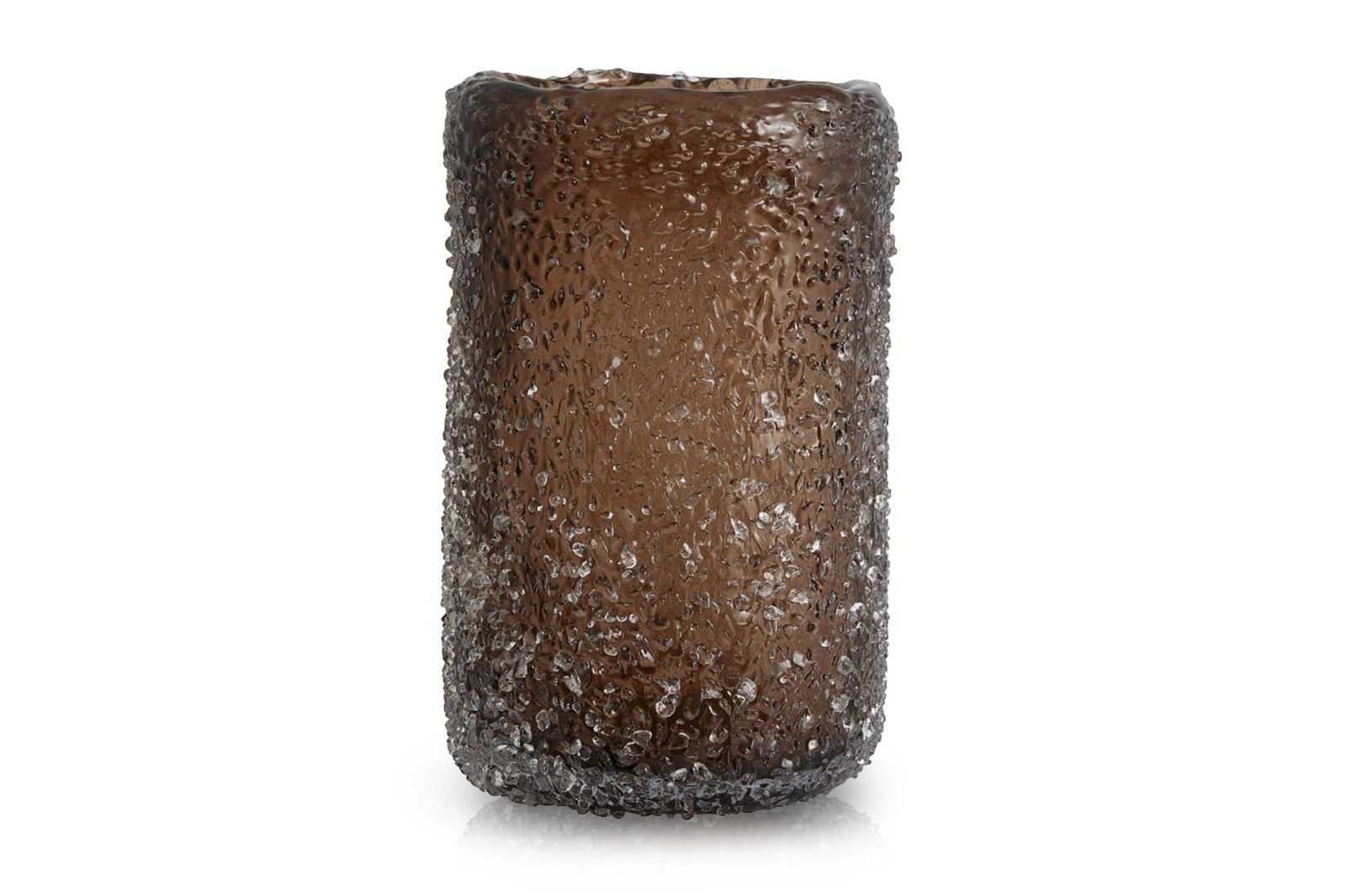 【在庫限り】【再入荷なし】ガラス粒コーティングのユニークなフラワーベース CLYDE 高さ26cm ブラウン/140x70019