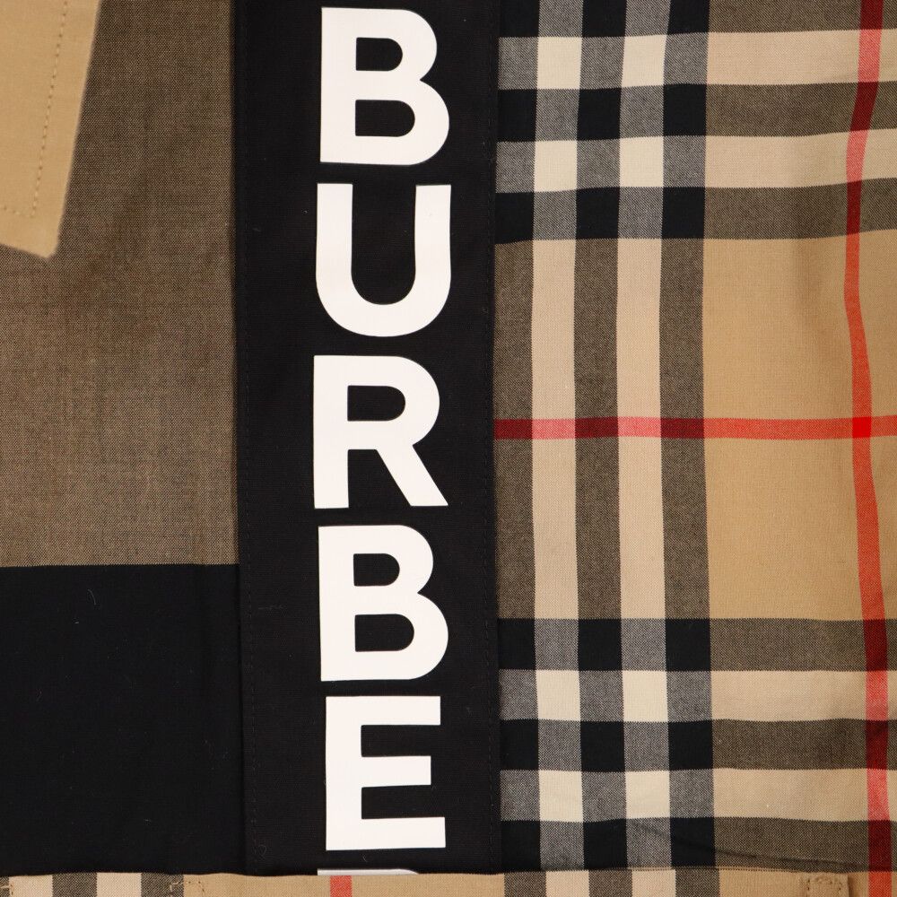 BURBERRY (バーバリー) 20AW ロゴプリントパッチワーク 長袖チェック  