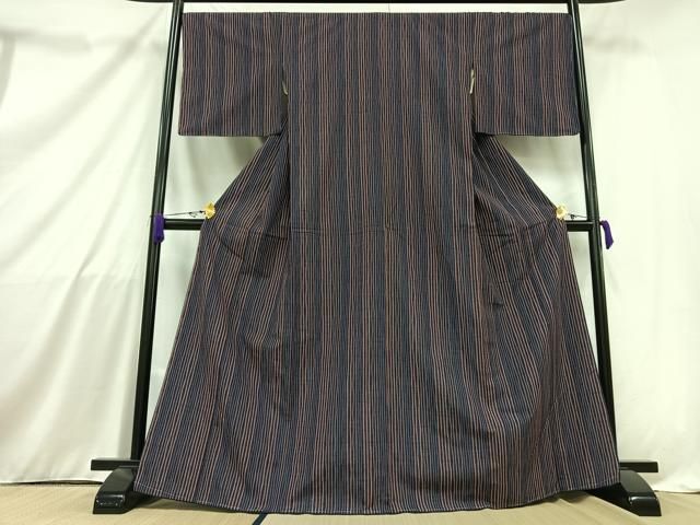 平和屋着物▽本場染大島紬 単衣 流水花切嵌め文様 正絹 逸品