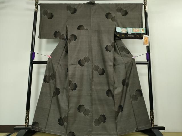 平和屋着物▽雪屋しおざわ 単衣 薄梅鼠色 証紙付き