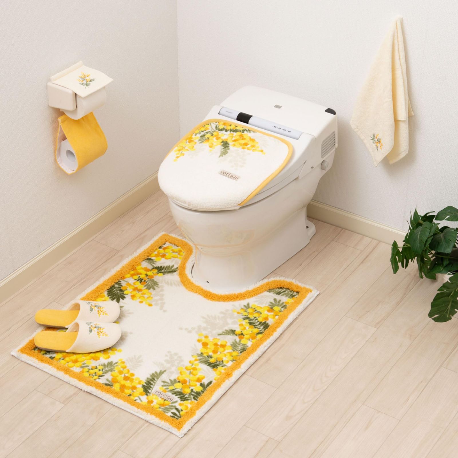センコー S.D.S ミモザ ロング トイレマット 約 イエロー 花柄 抗菌 防臭 31864