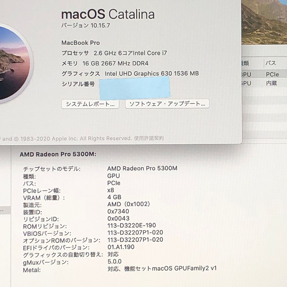 本体のみ】Apple MacBook Pro (16インチ, 2019)【Touch Bar・i7