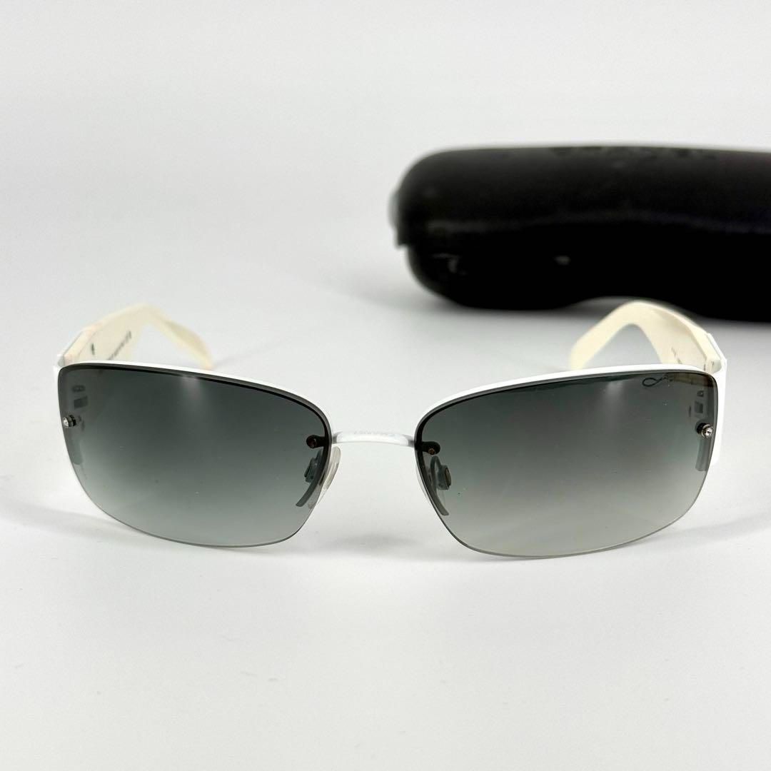 CHANEL サングラス 4117 ココマーク ラインストーン リムレス 白