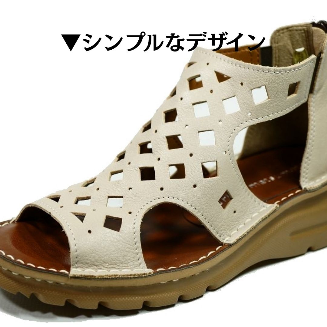 サンダル レディース 22 ベージュ 厚底 軽い 軽量 仕事 通勤 旅行 本革 yuriko matsumoto ユリコ マツモト