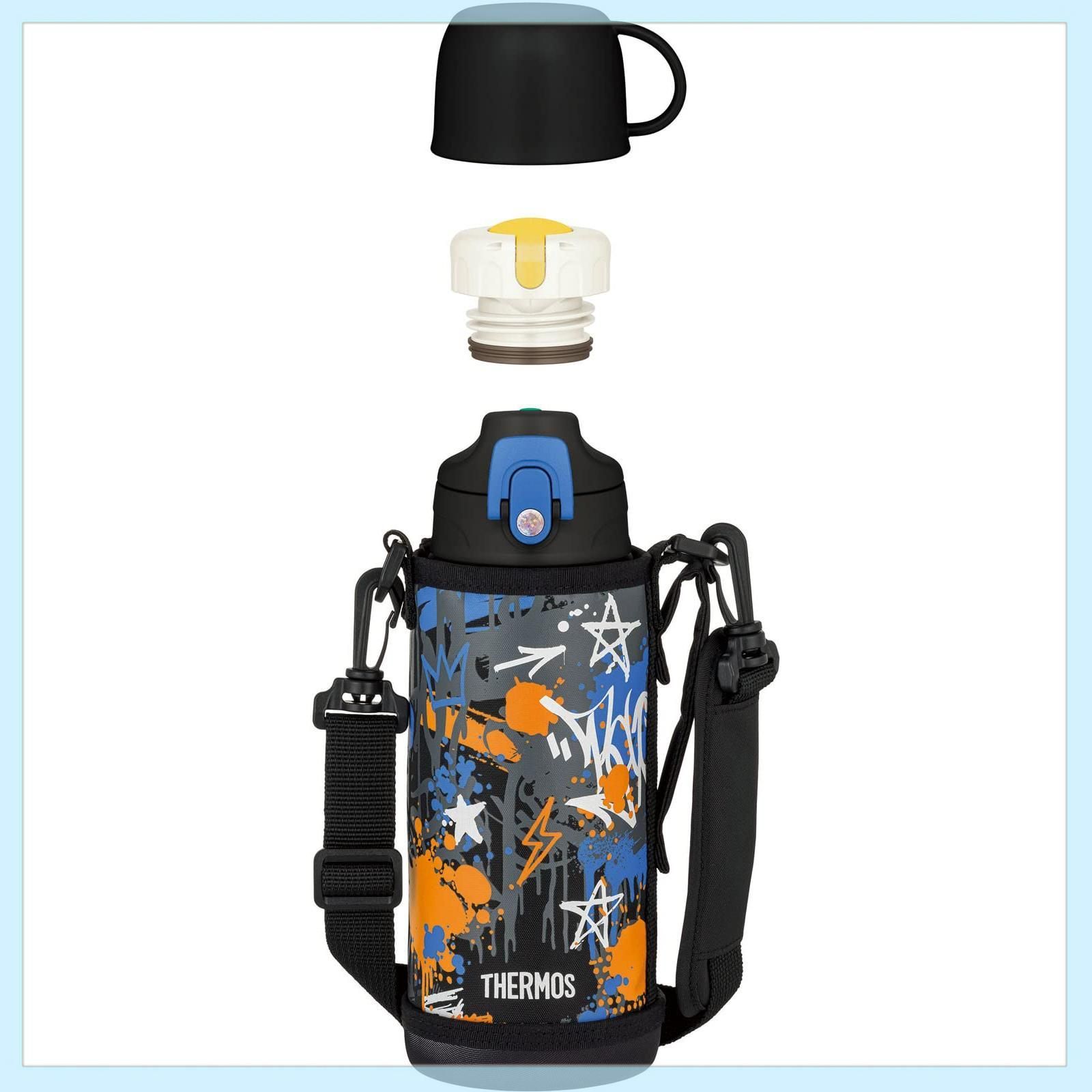 サーモス 水筒 真空断熱2ウェイボトル 0.8L/0.83L ブラックブルー 直飲み コップ付き 子供用 通園通学 FJJ-801WF BK-BL