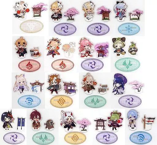 全17種セット 原神 岩華聚餐 アクリルキーホルダー 中古雑貨 全17種セット 「原神×SWEETS PARADISE -岩華聚餐- ちびキャラ