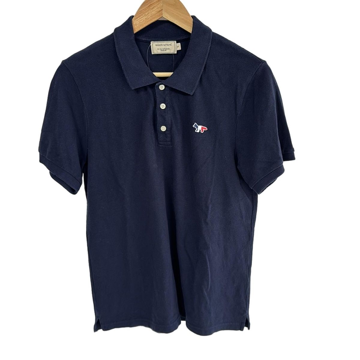 MAISON KITSUNÉ ネイビー ポロシャツ S MAISON KITSUNE(メゾンキツネ) 半袖ポロシャツ サイズS メンズ