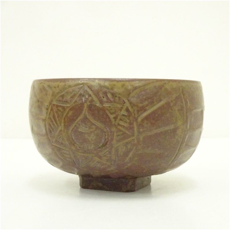 出雲焼 萬祥山窯造 四方高台茶碗（共箱） 茶道 抹茶 おしゃれ