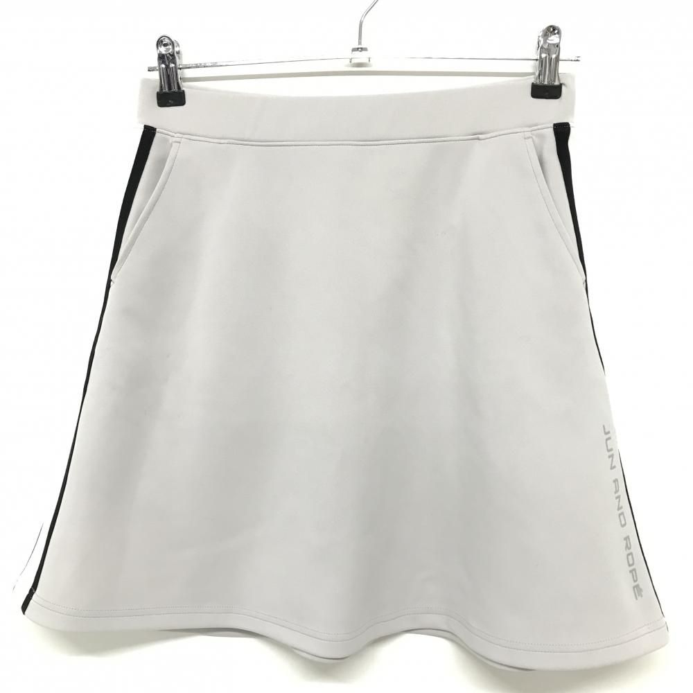 美品】ジュンアンドロペ スカート ライトグレー×黒×白 サイドライン