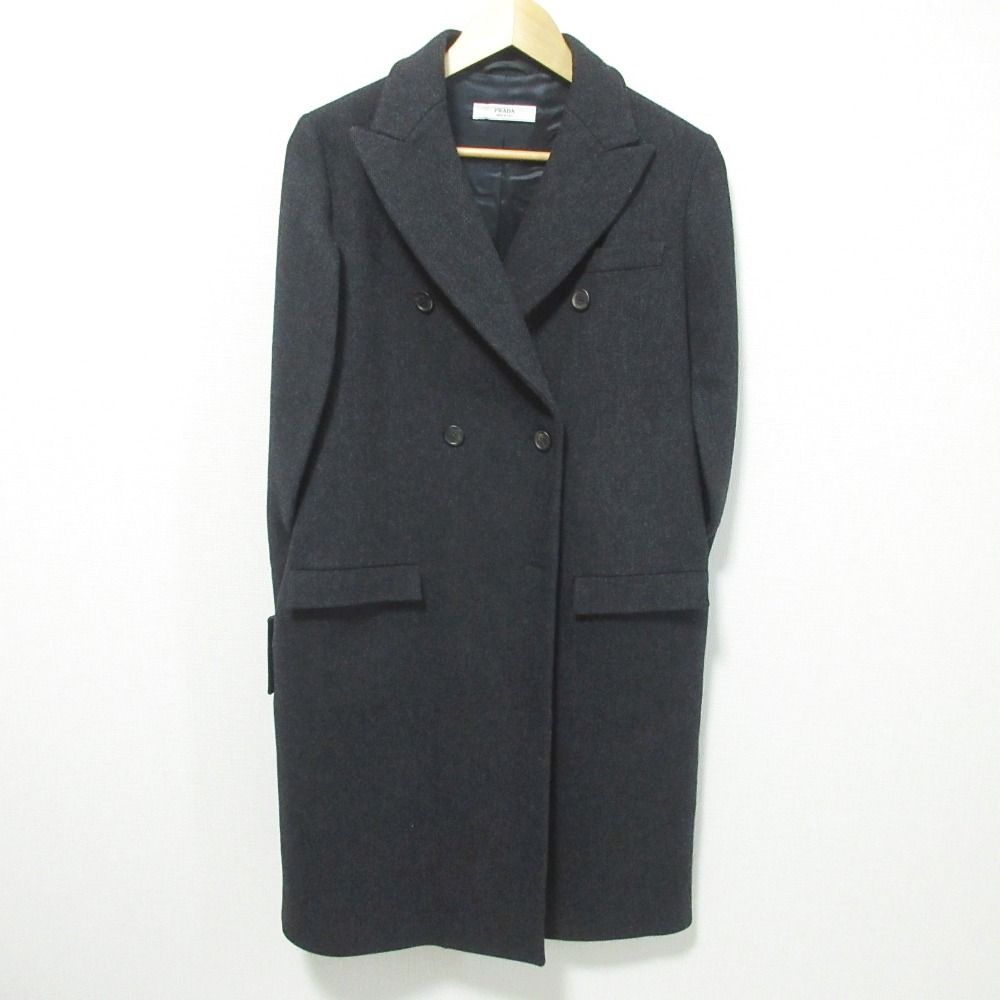 美品 PRADA プラダ ウール ダブルブレスト ノースリーブコート