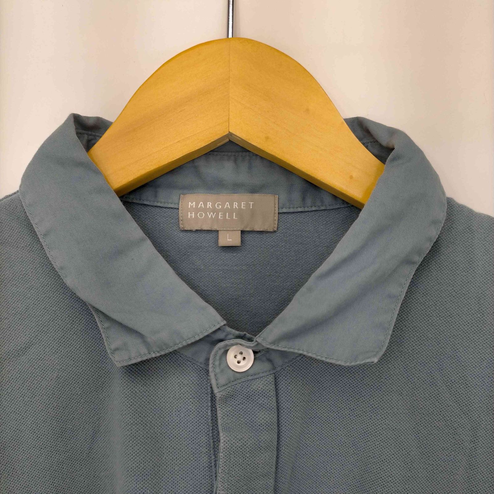 【MARGARET HOWELL】マーガレットハウエル 鹿の子ポロシャツ 廃番 希少 MARGARET HOWELL 半袖 鹿の子 ポロシャツ L ネイビー