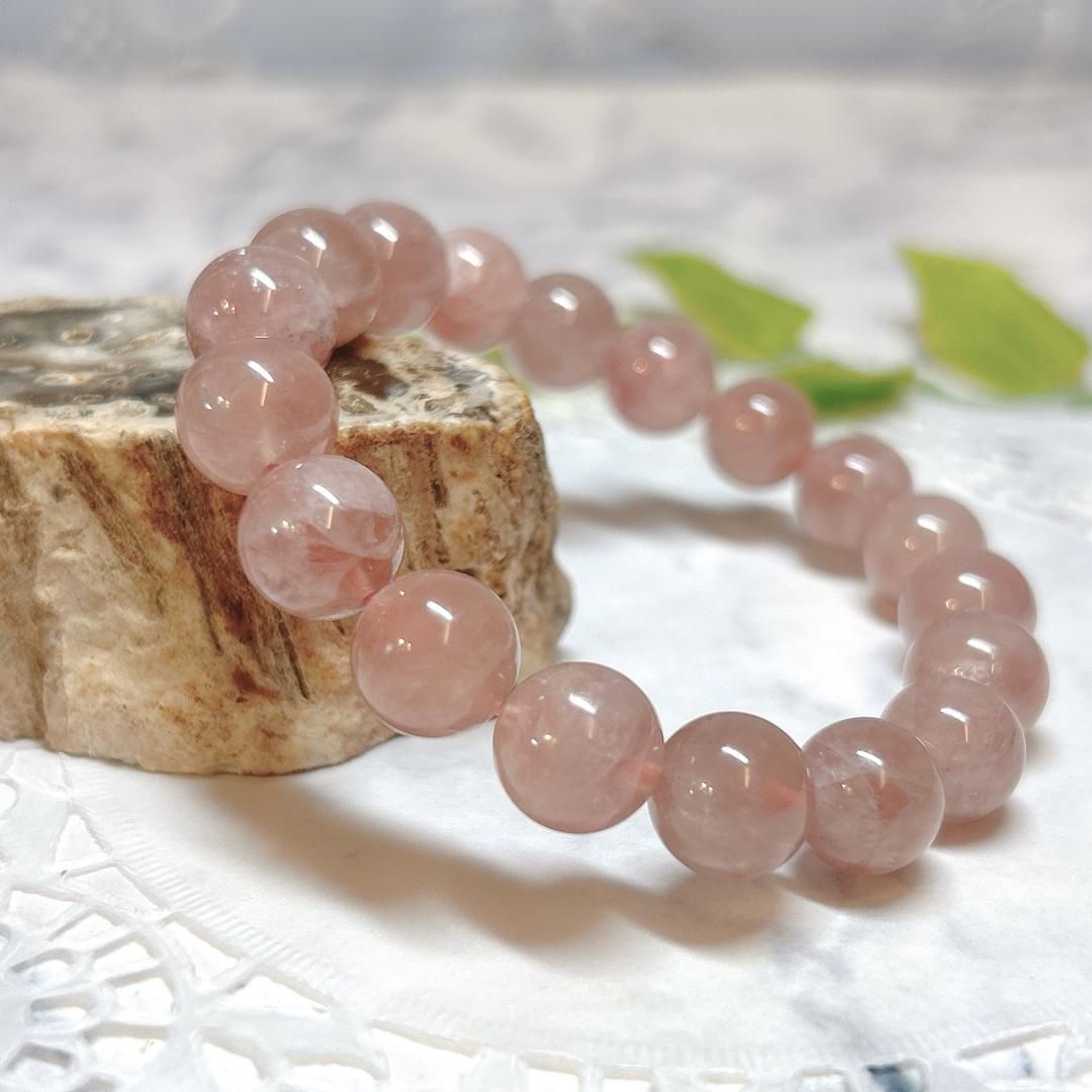 E12864 ディープローズクォーツ＊10㎜＊ブレスレット＊ピンク＊濃いピンク＊マダガスカル＊パワーストーン＊Deep Rose Quartz＊Rose quartz＊bracelet