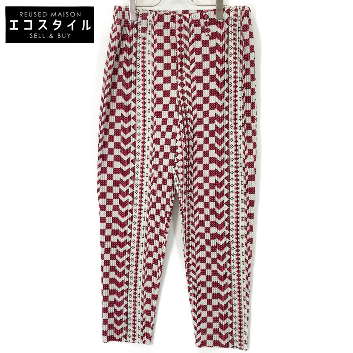 HOMME PLISSE ISSEY MIYAKE オムプリッセ イッセイミヤケ ホワイト|ピンク 総柄 HP01JF252 ストレートパンツ 3