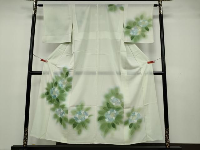 平和屋着物＊夏物 訪問着 絽 刺繍 紫陽花 銀糸 正絹 逸品 未使用