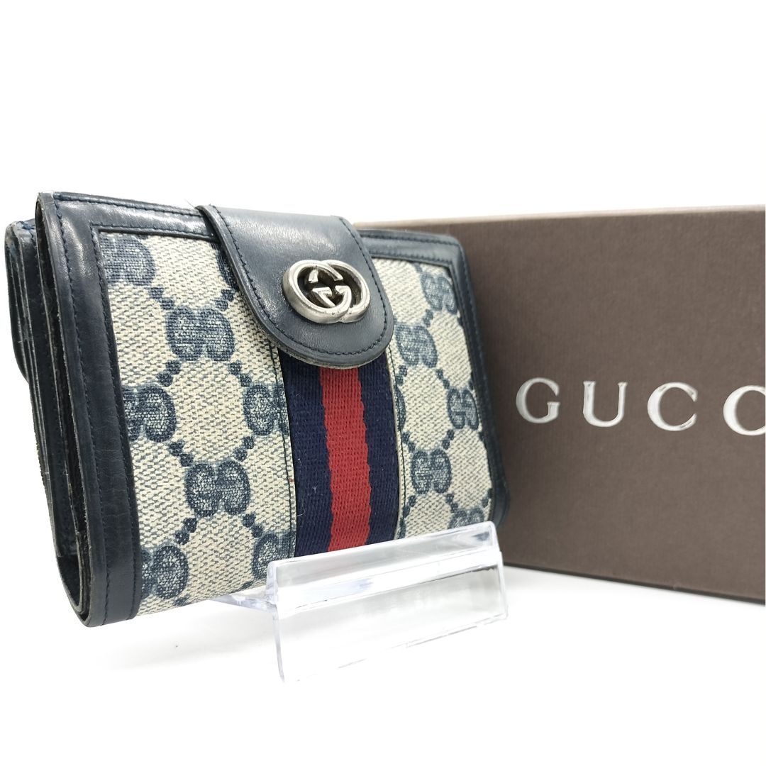 オールドグッチGUCCI インターロッキングシェリーライン折り折り財布