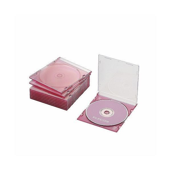 (まとめ)エレコム Blu-ray/DVD/CDケース(スリム/PS/1枚収納) CCD-JSCS10CPN