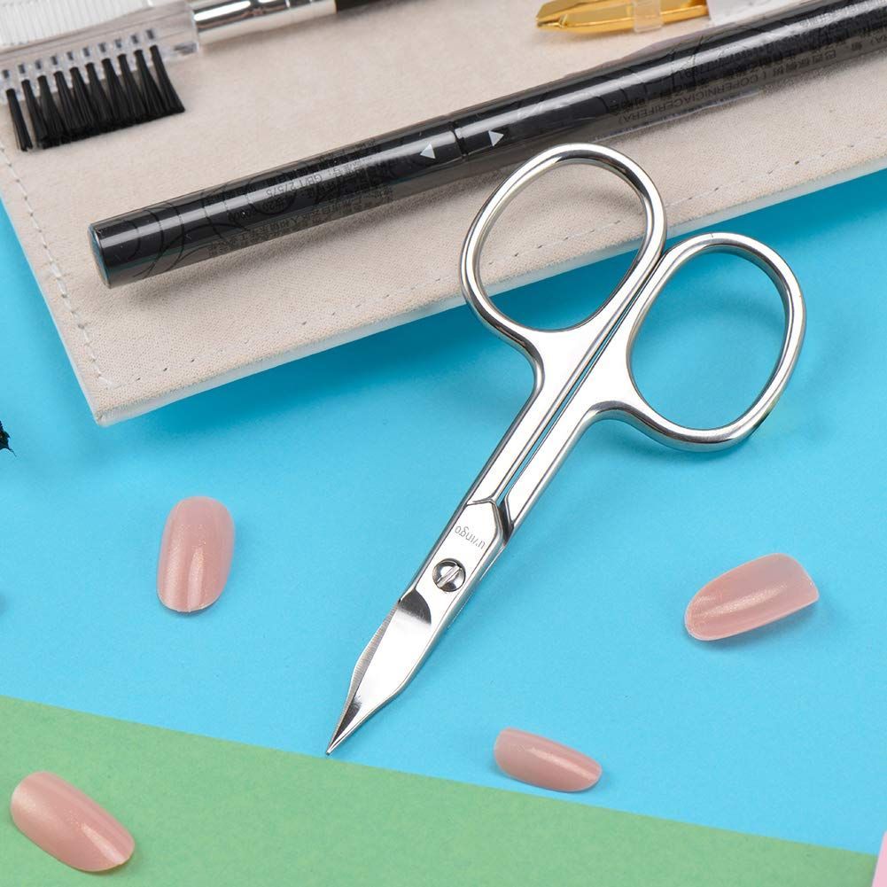  収納ボックス付き 化粧はさみ爪切り 湾曲ブレード ステンレス製甘皮ハサミ 眉用はさみ LIVINGO 眉毛 フェイスシェーバー 脱毛 除毛