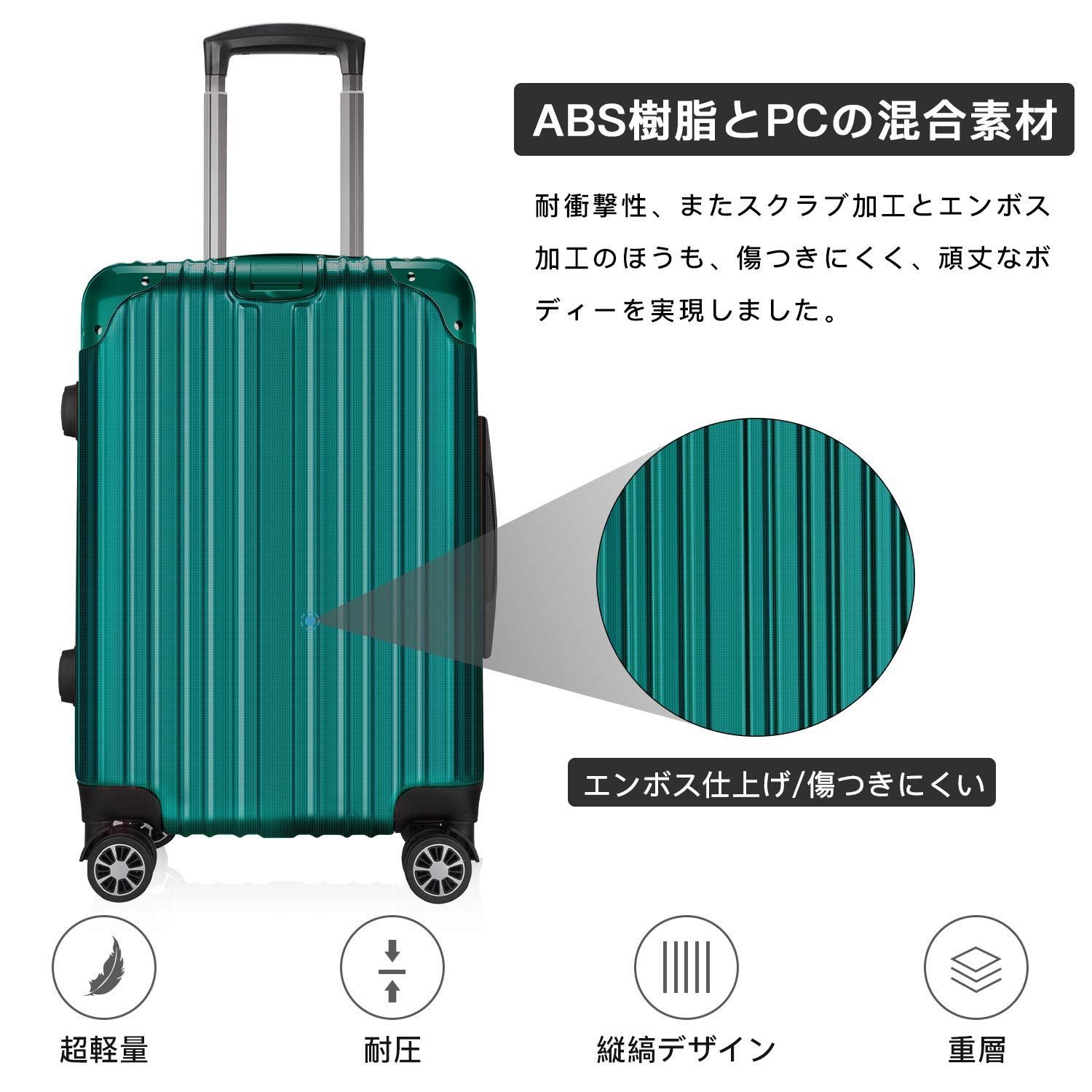 特価 TSAローク搭載 360度回転 ファスナー式 耐衝撃 旅行 ダブル 