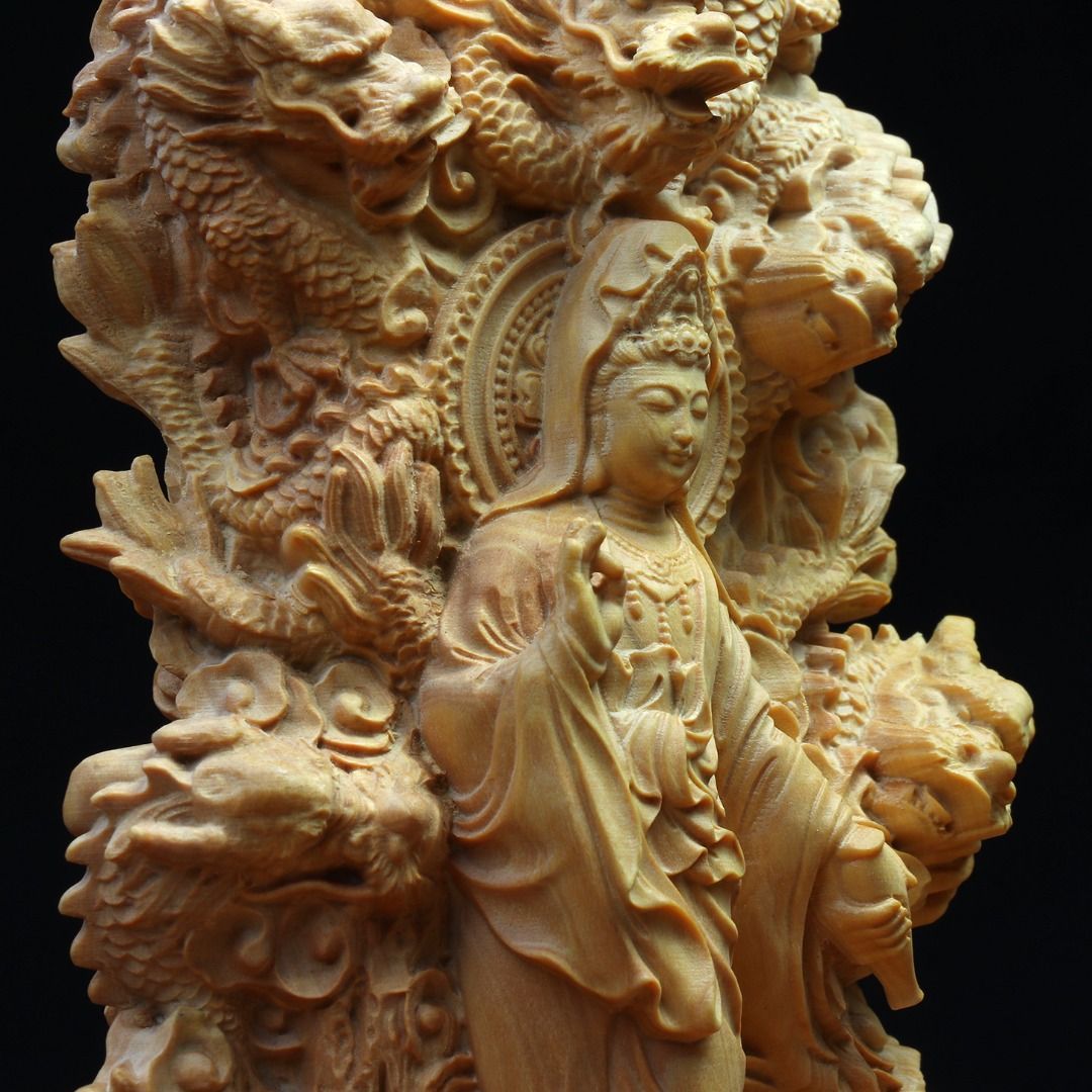 宫沢】自在観音菩薩 時代彫刻 供養品 木彫仏像 精密細工 祈る厄除