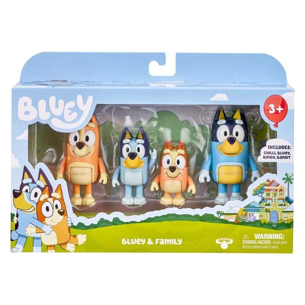 Bluey (ブルーイ) 2.53インチ ポーズつけ可能 フィギュア 4体パック ブルーイ ビンゴ入り [家族 4個]