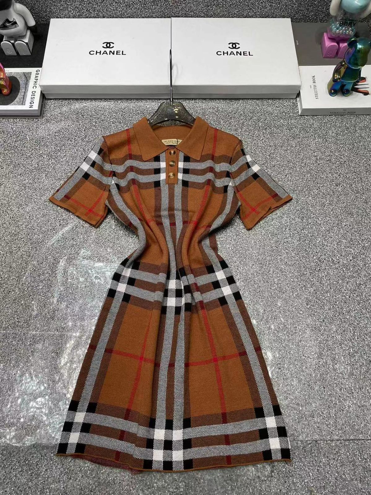 新品 エシカルコンシャス Burberry チェック ポロワンピース