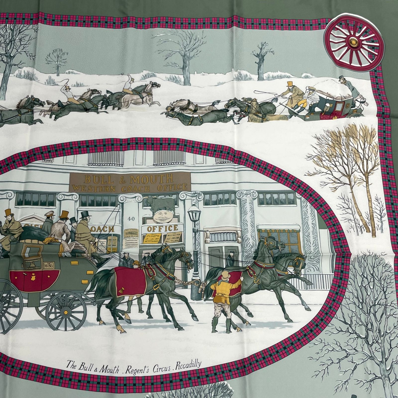 HERMES エルメス カレ 90カレ 冬の郵便馬車 BULL＆MOUTH 美品 HERMES