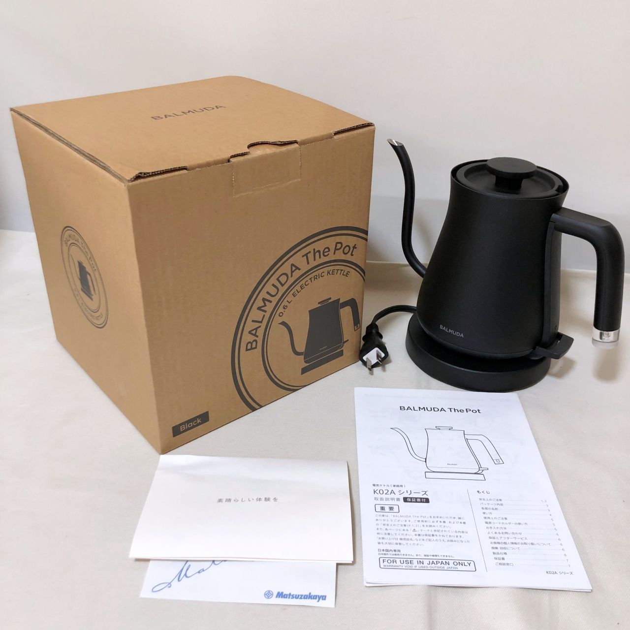 バルミューダ 0.6L電気ケトル K02A-BK BALMUDA バルミューダ 電気ケトル 0.6L K02A-BK ブラック 【公式通販】