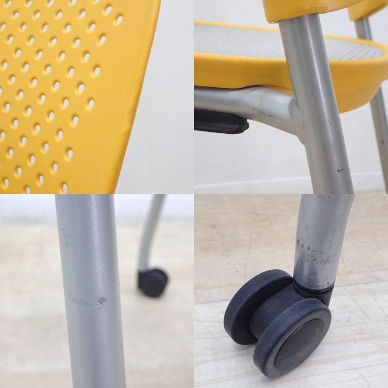 ハーマンミラー ケイパーチェア イエロー スタッキングチェア キャスター フレックスネットシート 肘無 EG18510 オフィス家具 MARWIL-DEMENAGEMENTS_CH