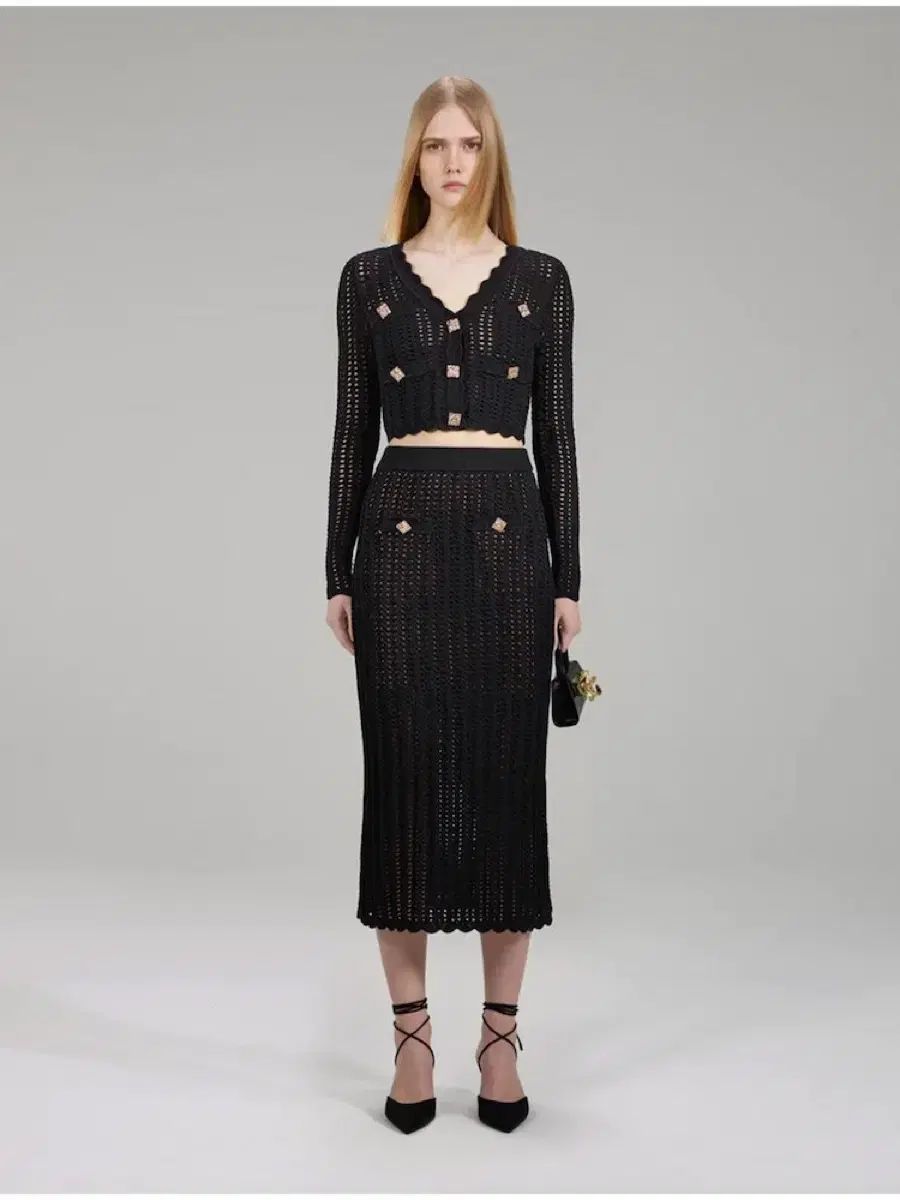 SELF PORTRAIT セルフ ポートレイト クロシェ クロップド カーディガン