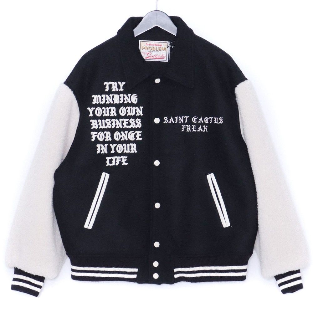 未使用 SAINT MICHAEL CP VARSITY JKT LMA Mサイズ ブラック SM-YS1