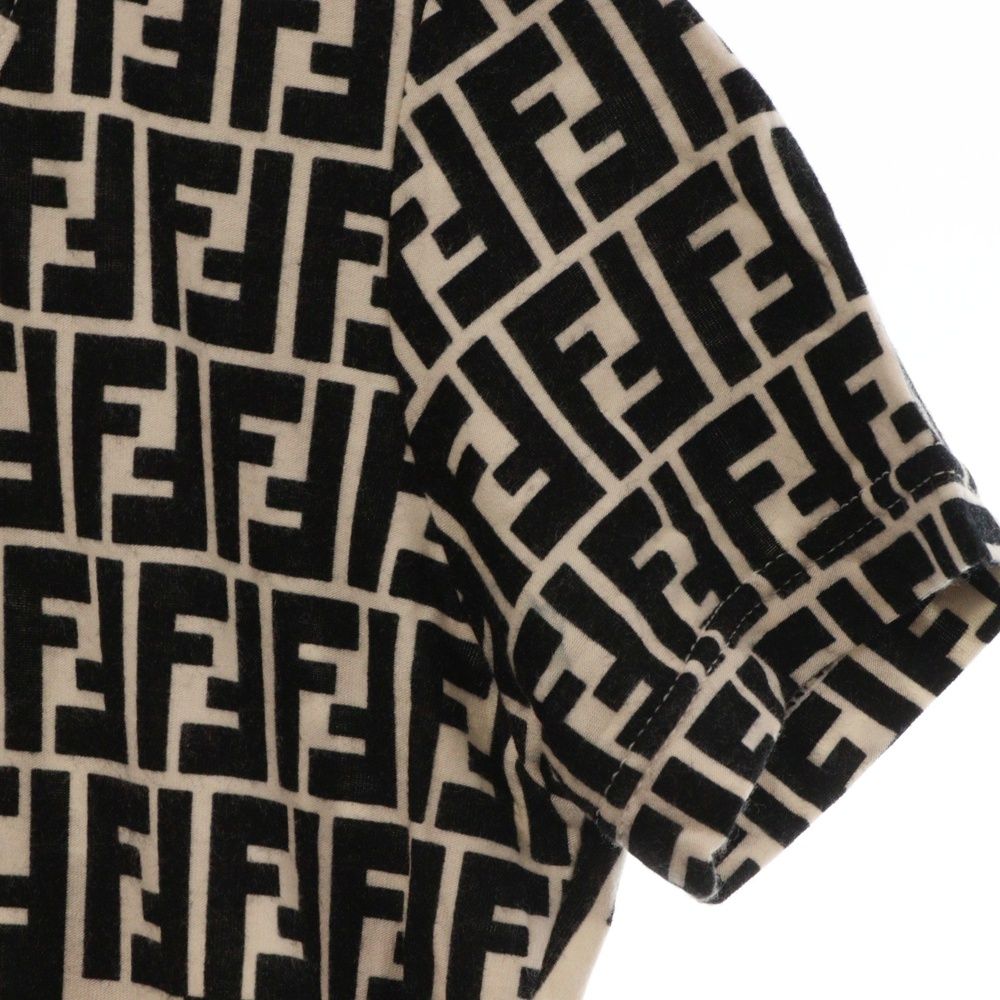 FENDI (フェンディ) ズッカ 総柄 レーヨン クルーネック 半袖Tシャツ 