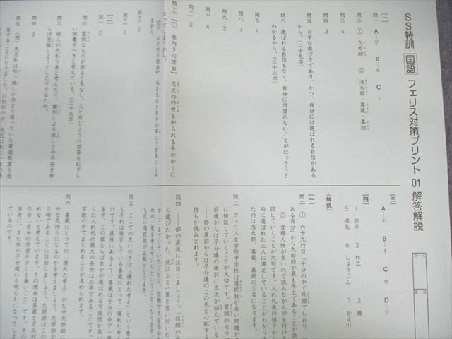 SAPIX サピックス SS特訓 フェリス対策プリント 国語 【全14回分