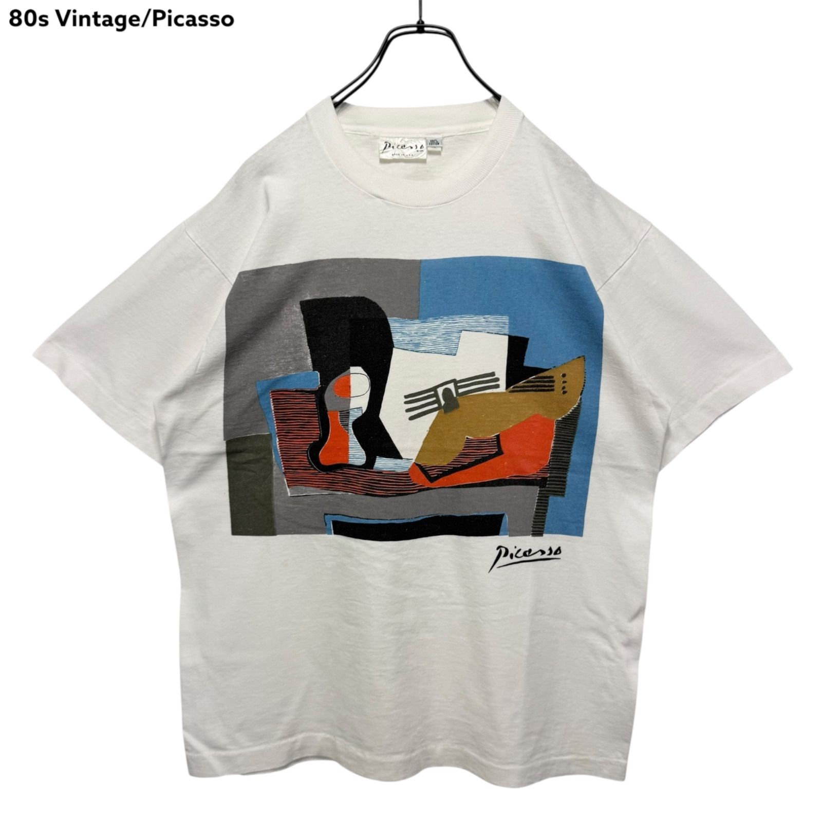 パブロ•ピカソ　80’s 90’s ヴィンテージ　tシャツ　vintage 芸術 80s vintage 1988 Pablo Picasso Still Life with Guitar Print T