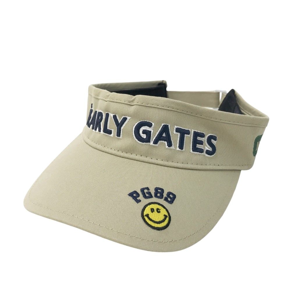 PEARLY GATES パーリーゲイツ  サンバイザー ニコちゃん ワッペン  ベージュ系 FR [240101281564] ゴルフウェア ストスト