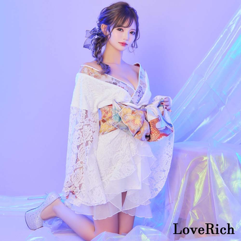 和柄 花柄ミニ花魁着物ドレス