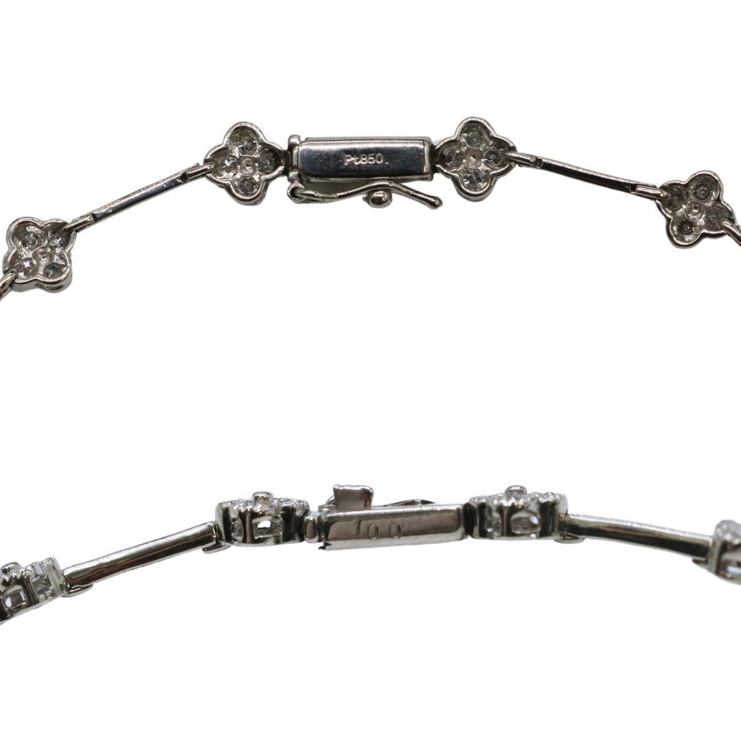 PT850 ダイヤモンドフラワーブレスレットD1.00ct レディース【新品 