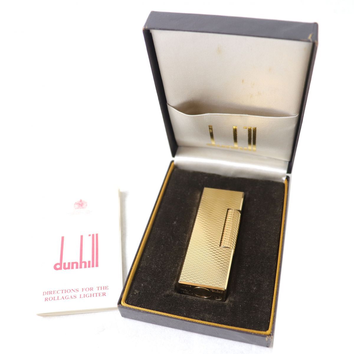 美品△スイス製 dunhill ダンヒル 総柄 ロゴ入り スクエア型 ローラー式 ガスライター ゴールド メンズ 着火確認済み◎ 保管ケース付き -  メルカリ